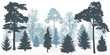 Silhouette of winter snowy forest (trees).
