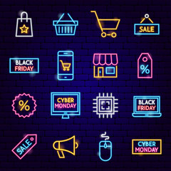 Sticker - Cyber Monday Neon Icons