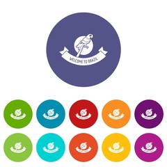 brazil culture icons color set vector for any web design on white background