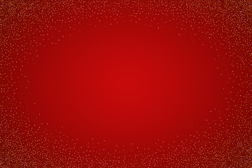 Wall Mural - Vector holiday background. Golden glitter on red gradient background.