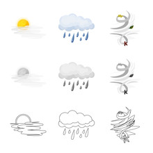 Vector Design Of Weather And Climate Symbol. Set Of Weather And Cloud Stock Symbol For Web.