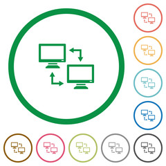 Poster - Data syncronization flat icons with outlines