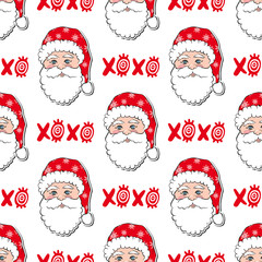 Wall Mural - Seamless vector pattern with Santa Claus. Merry Christmas and Happy New Year background.