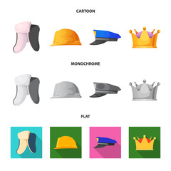 Wall Mural - Isolated object of headgear and cap logo. Collection of headgear and accessory stock symbol for web.