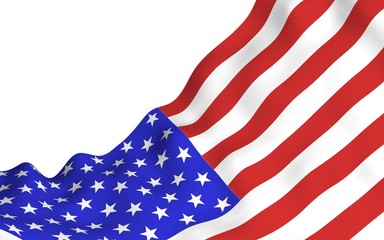 Waving flag of the United States of America. Stars and Stripes. State symbol of the USA. 3D illustration