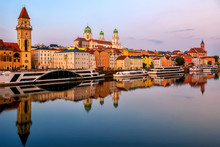 Historical Old Town Passau On Danube River, Bavaria, Germany