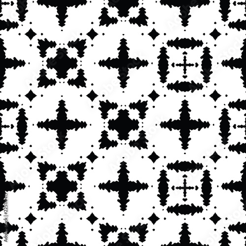 Fotografija Monochrome Black on White Abstract Grid Vector Pattern Seamless , Hand Drawn Tex