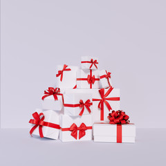 Wall Mural - Christmas presents pile, stack of gifts, many gift boxes, 3d rendering,