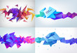 Vector realistic abstract 3d shape. Faceted horizontal background, design elements. Futuristic style banner