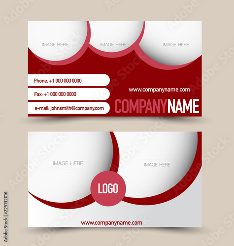 Business Card Set Template Banner Design Red Color Corporate