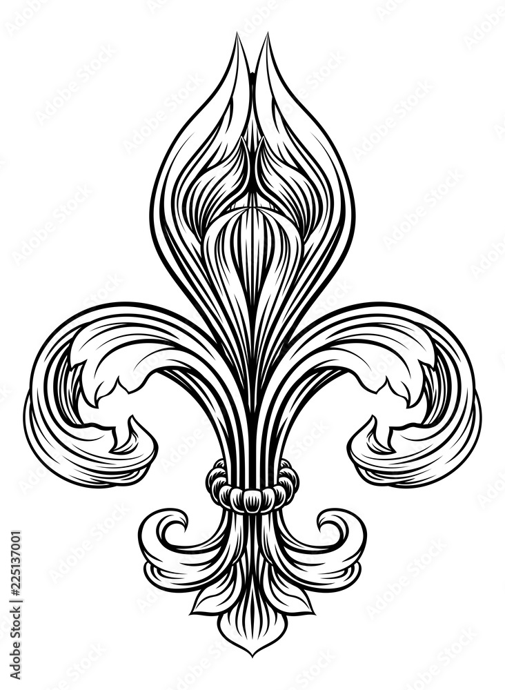 A Fleur De Lis heraldic coat of arms graphic design element - obrazy, fototapety, plakaty 