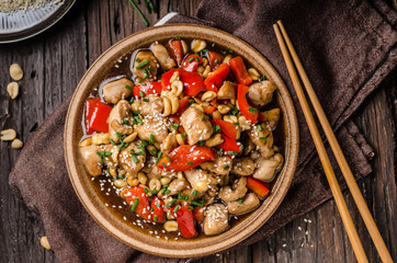 Wall Mural - Homemade kung pao chicken stir fry food