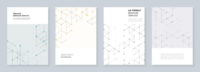 Minimal templates for flyer, leaflet, brochure, report, presentation. Modern line art pattern with connecting lines. Abstract geometric graphic background. Technology, digital network concept.
