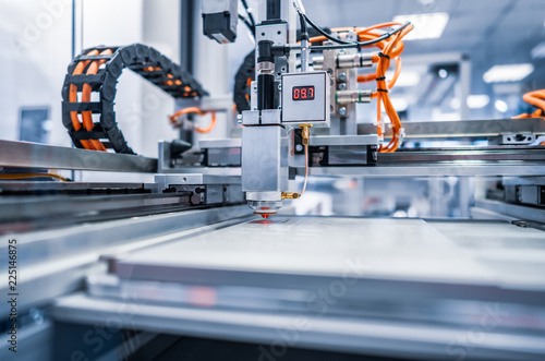 Fotografía CNC Laser cutting of metal, modern industrial technology.