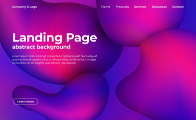 Leinwandbilder - Landing page template. Abstract background with fluid shapes, liquid abstract backdrop. Colorful background for website