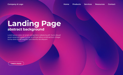 Leinwandbilder - Landing page template. Abstract background with fluid shapes, liquid abstract backdrop. Colorful background for website
