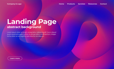 Leinwandbilder - Landing page template. Abstract background with fluid shapes, liquid abstract backdrop. Colorful background for website