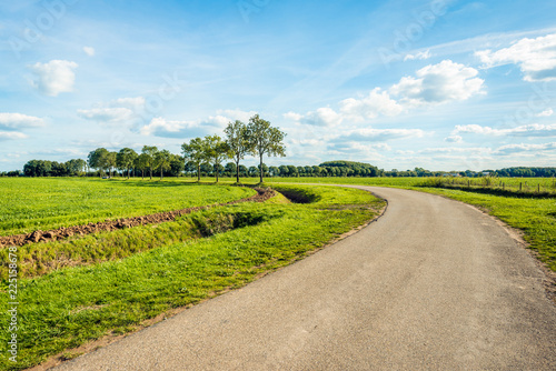 Foto Curved country road in a Dutch polder landscape