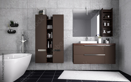 Aufgeraumtes Badezimmer Mit Betonwand Kaufen Sie Diese