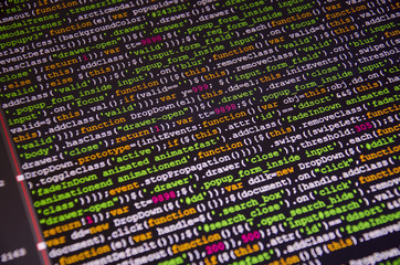 software developer programming code. abstract computer script code. programming code screen of softw