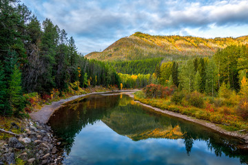 Wall Mural - McDonald Creek in autumn colors, Glacier National Park, Montana