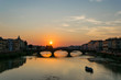 Soleil couchant sur l'Arno à Florence