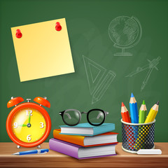 Poster - School Supplies Vector Illustration