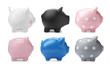 Set with different piggy banks on white background