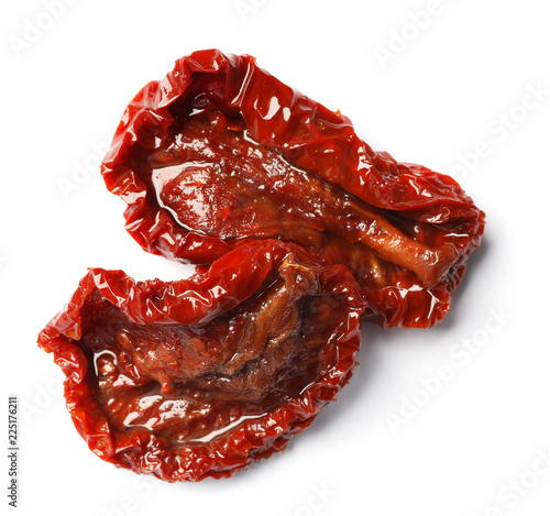 Fotomural Tasty sun dried tomatoes on white background, top view