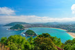 Aerial view of San Sebastian or Donostia with beach La Concha in a beautiful summer day, Spain