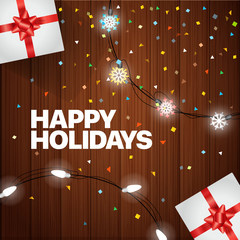Aufkleber - Greeting card with gift boxes. Happy Holidays Vector illustration