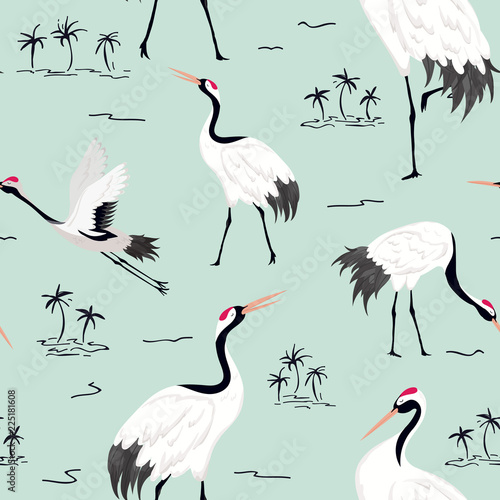 bezszwowy-wzor-z-japonskimi-zurawiami-retro-ptak-tlo-moda-druk-urodzinowy-japonski-dekoracja-set-ilustracja-wektorowa