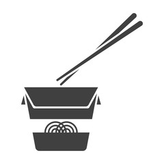 Wall Mural - Icon of Chinese noodles in a paper box. Vector on white background.