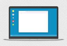 Modern Computer With Operating System Interface Template And Blank Browser Page.