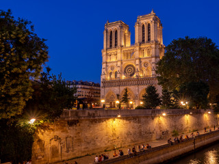 Notre Dame de Paris, France at dusk