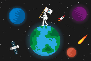 Wall Mural - astronaut with planet design.vector and illustration