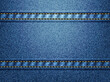 © Dand Art - Blue denim background with golden thread stitches