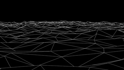 Poster - Abstract wireframe landscape. Abstract mesh landscapes. Polygonal mountains. 3D illustration.