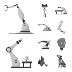 Poster - Vector design of robot and factory sign. Collection of robot and space stock vector illustration.