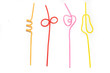 Colored straws for cocktail isolated on white background. To drink a cocktail. colored plastic food. Decorating a glass with a cocktail.