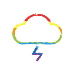 Wall Mural - cloud and lightning. simple outline icon. linear symbol with thin outline. Drawing sign with LGBT style, seven colors of rainbow (red, orange, yellow, green, blue, indigo, violet