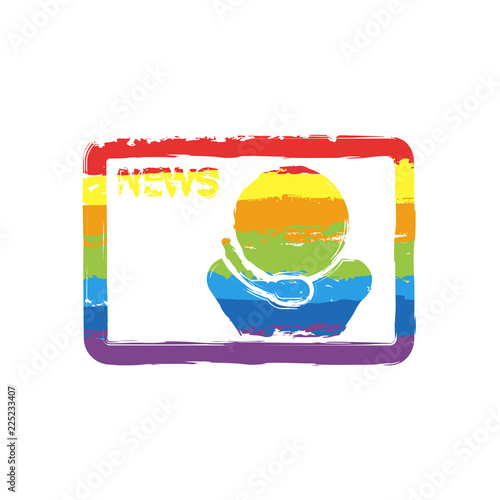 Tv News With Speaker Drawing Sign With Lgbt Style Seven Colors Of Rainbow Red Orange Yellow Green Blue Indigo Violet Buy This Stock Vector And Explore Similar Vectors At Adobe Stock