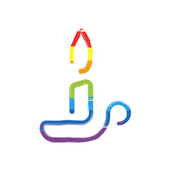 Wall Mural - Simple outline candle icon. One line style. Drawing sign with LGBT style, seven colors of rainbow (red, orange, yellow, green, blue, indigo, violet