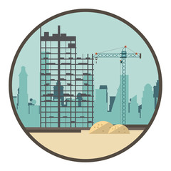 Sticker - Cityscape with construction zone