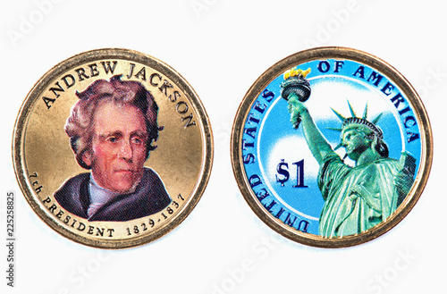 Andrew Jackson Presidential Dollar Usa Coin A Portrait Image Of Andrew Jackson 7th President 1829 1837 On 1 United Staten Of Amekica Close Up Unc Uncirculated Collection Stock Photo Adobe Stock