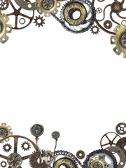 Wall Mural - Metallic frame with vintage machine gears and cogwheel