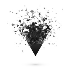 Wall Mural - explosion effect. shatter dark triangle. abstract cloud of pieces after explosion. vector illustrati