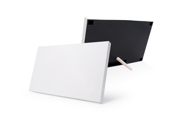 Poster - White photo frame and stand on isolated background. Blank picture border for your design. ( Clipping path or cutout object for montage )