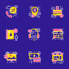 Wall Mural - set of 9 flat line business icons. flat line illustration concept for web banner and printed materia