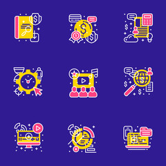Wall Mural - set of 9 flat line business icons. flat line illustration concept for web banner and printed materia